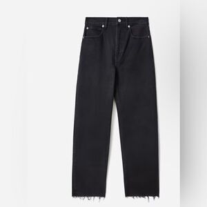 Everlane NWT Women’s Way High Straight Raw Hem Grey Minimalist Neutral Jeans 25